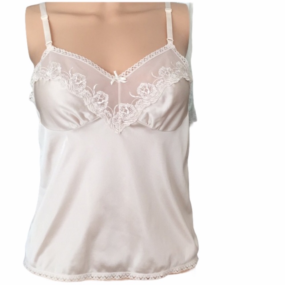 Vintage Camisole Floral Embroidered Blush Color Size S